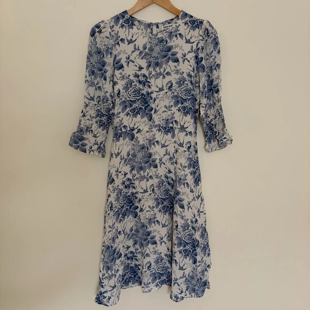 Reformation Carolena Dress Pompadour Size 8 - Picture 4 of 10